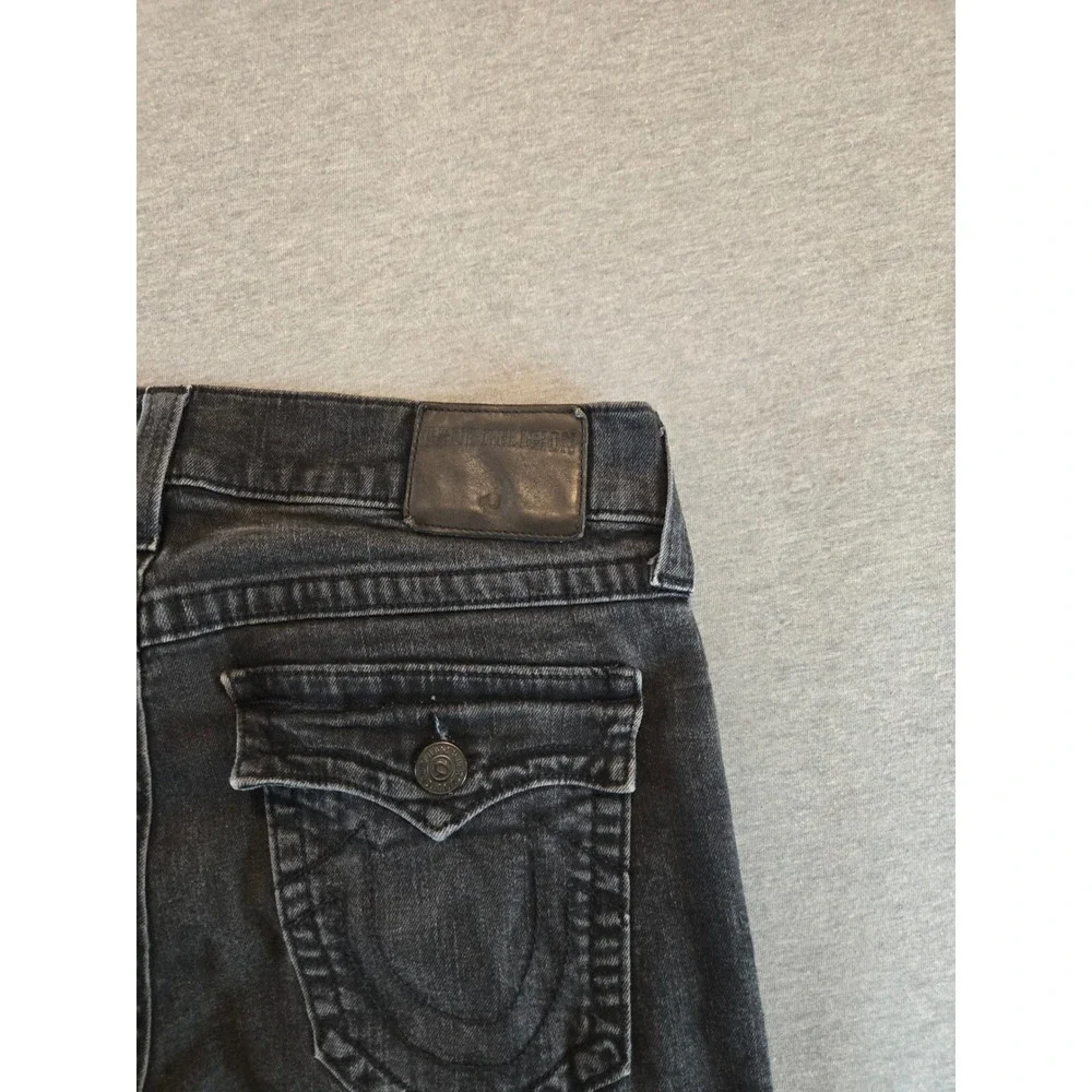 True Religion Jeans Mens 33 Black Ricky Relaxed Straight  Flap Pocket Streetwear
